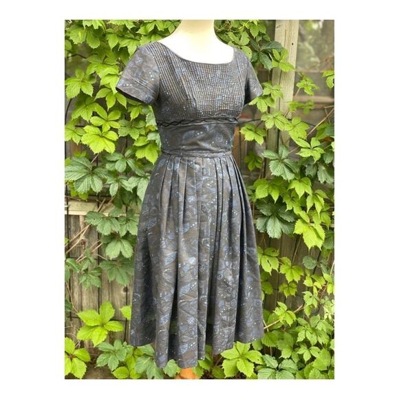 Vintage 1950s Dress MCM Swing Fit & Flare Mad Men - Picture 2 of 16
